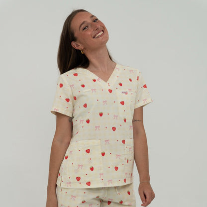 Strawberry Kisses Scrub Top